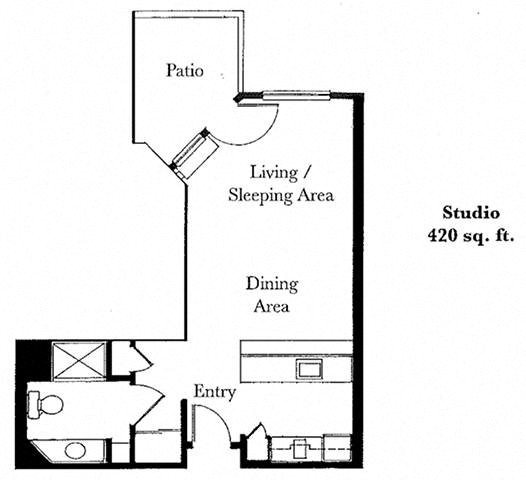Studio Floor Plan Studio Floor Plan at Cogir of Vacaville, Vacaville